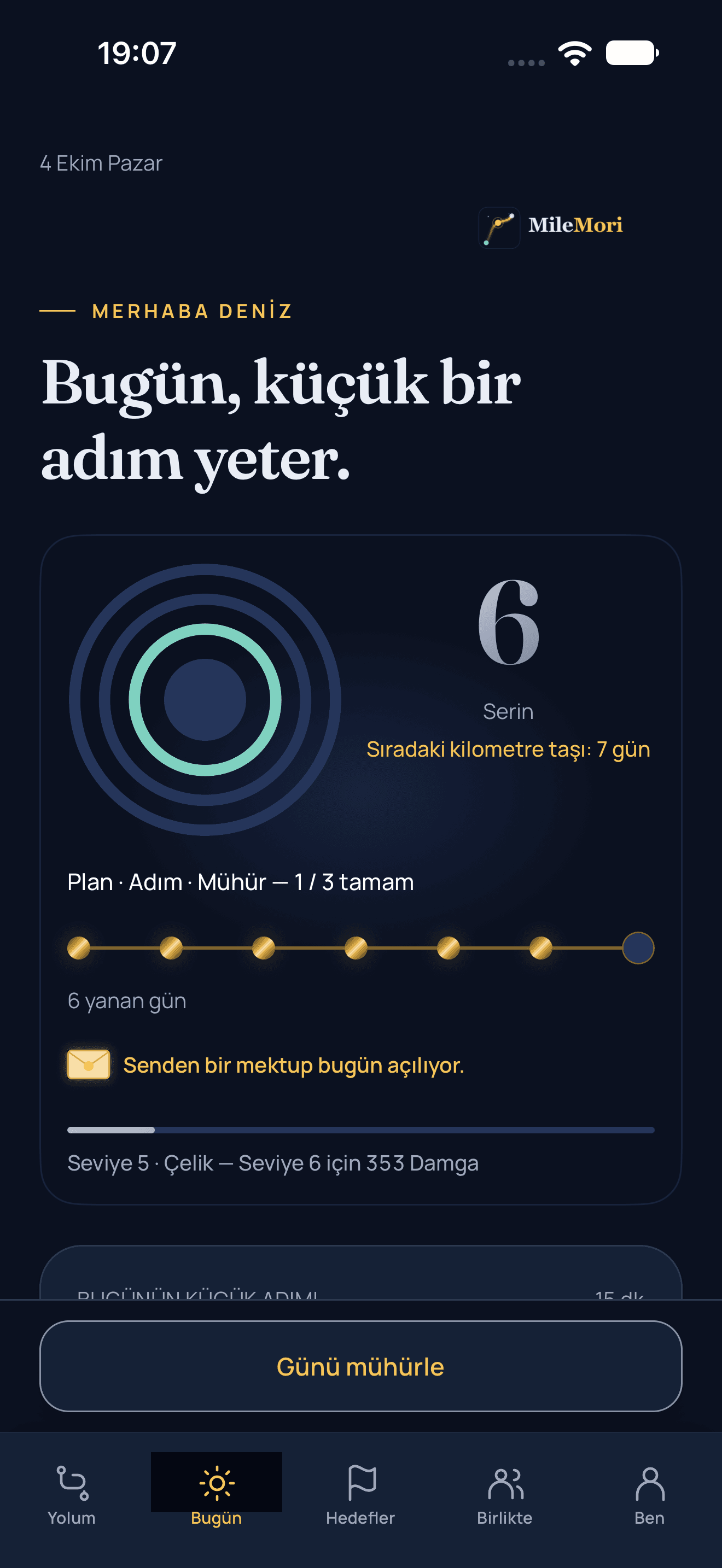 Bugün, yavaşça.
